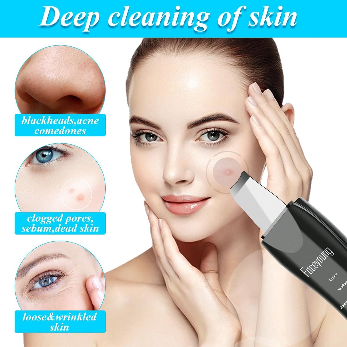 Limpiador facial de piel con pulverizador, pulverizador mejorado, e...