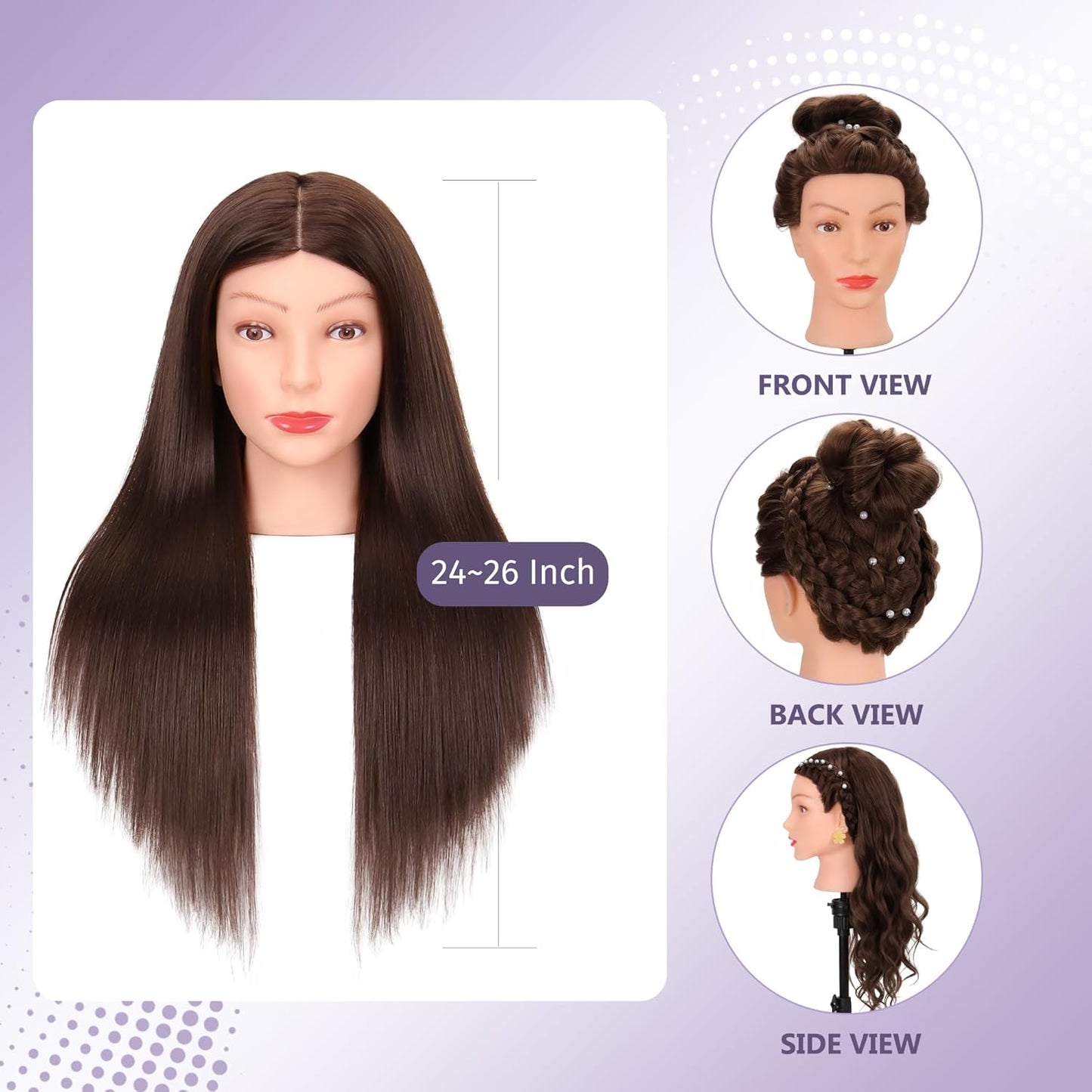 Cabeza de maniquí con 80% cabello humano para práctica de cosmetolo...