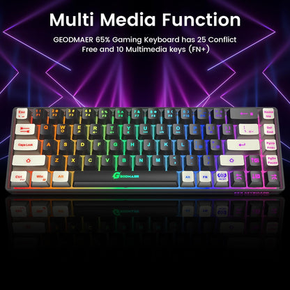 Combo de teclado y ratón para juegos 65%, teclado retroiluminado RGB + ratón para juegos de 7200 DPI, teclado y ratón con cable ultra compacto Anti-Ghosting para PC y portátil gamer
