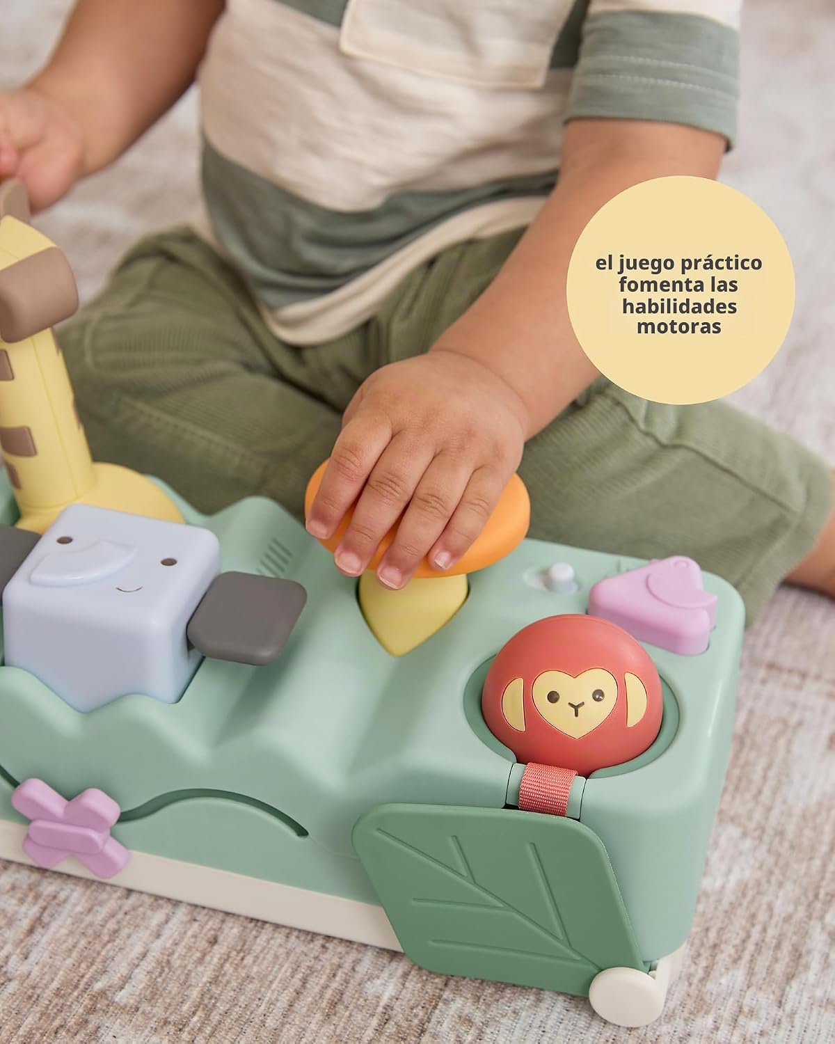 Skip Hop Tiempo boca abajo y juego sentado causa y efecto desarrollo musical para bebé juguete con 12 sonidos de animales, luces, música y 6 actividades, maravillas geométricas 2 en 1