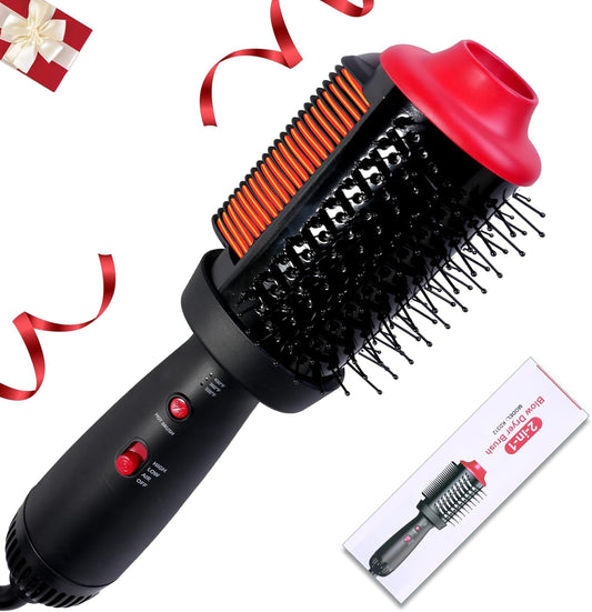 Peine con calefacción y cepillo secador 4 en 1, cepillo alisador de pelo, doble modo para secar, alisar, rizar y dar volumen a todo tipo de cabello, tecnología iónica de cerámica