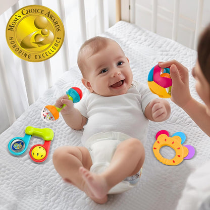 iPlay, iLearn Juego de 10 sonajeros para bebés, juguetes, sonajero fácil de agarrar y sacudir, mordedor sensorial, juguete musical de aprendizaje y desarrollo para bebés, regalo para baby shower y