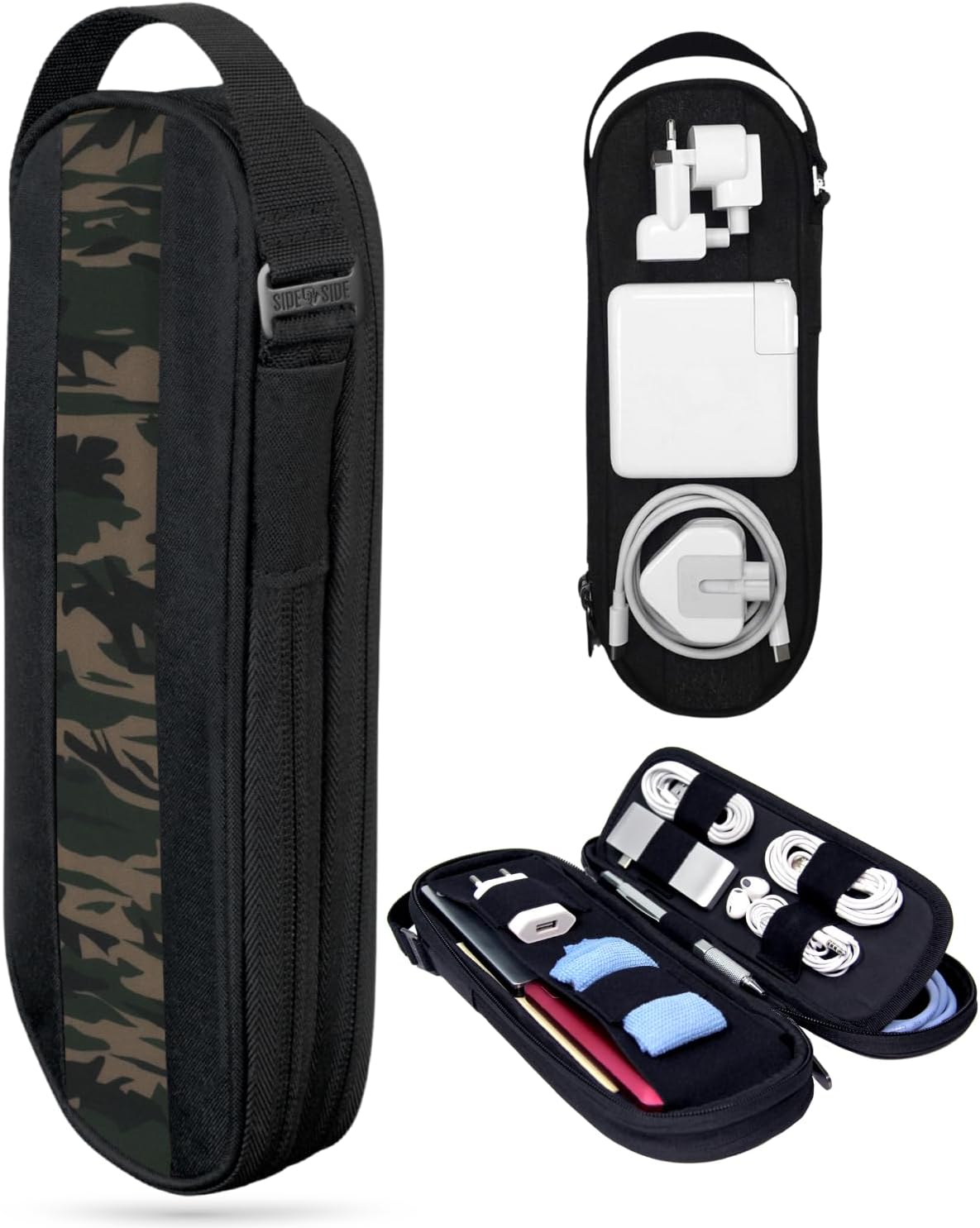 SIDE BY SIDE Electronics Organizer Travel Case for Cables, Charger,...
