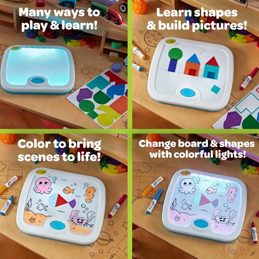 Crayola Tablero de actividades iluminado, juguete sensorial para niños pequeños y niños, caja de luz, tablero para colorear iluminado, juguete educativo, regalo para niños pequeños, a partir de 1 año