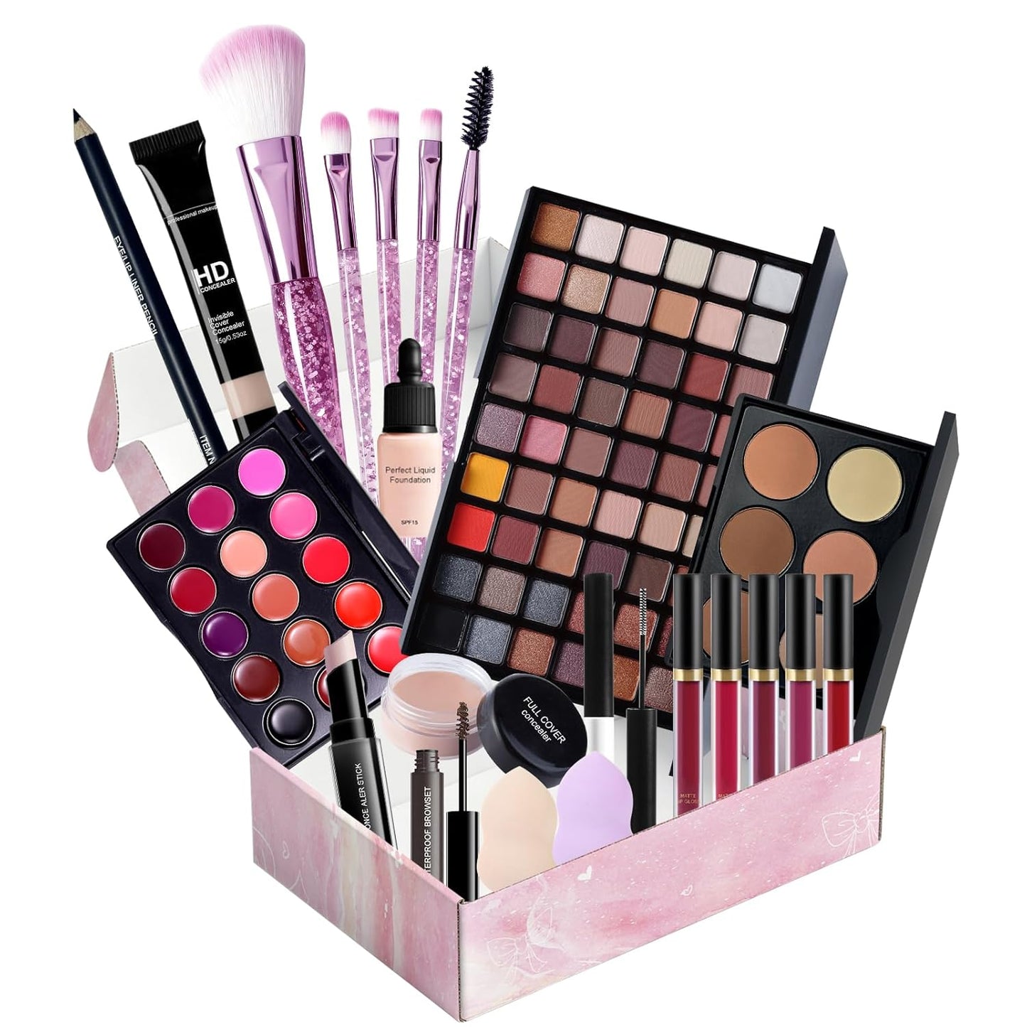 Kit completo de maquillaje para niñas, adolescentes, mujeres, kit de maquillaje para adolescentes, juegos de maquillaje para principiantes, juego de regalo de maquillaje de Navidad, kits de maquillaje