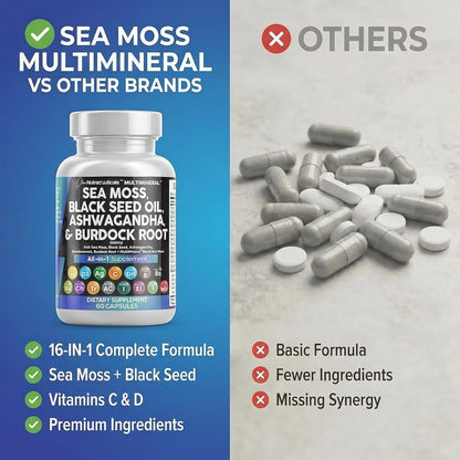 Clean Nutraceuticals Musgo Marino Aceite de Semilla Negra Ashwagand...