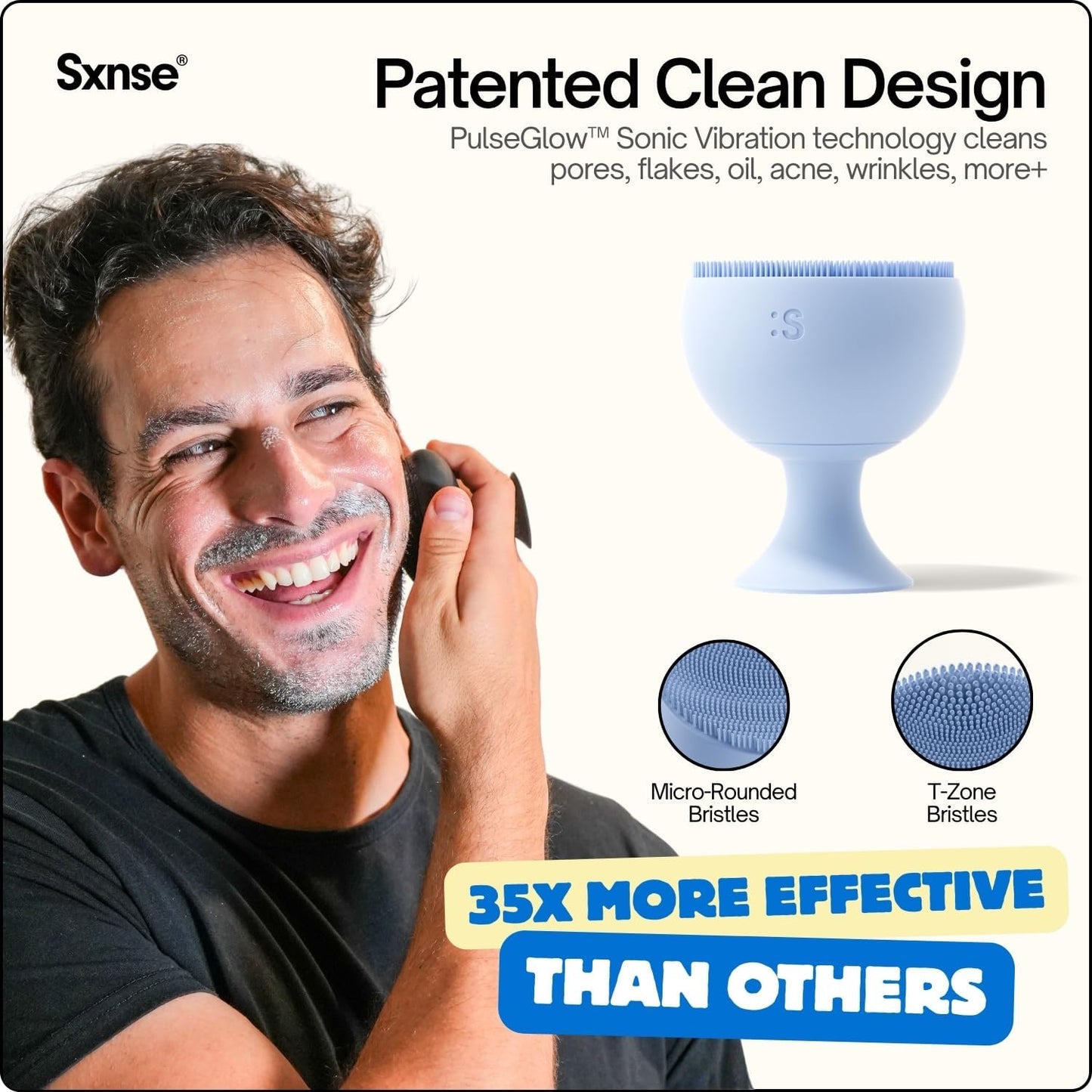 Sxnse Limpiador facial de silicona Palm - Cepillo de limpieza facia...