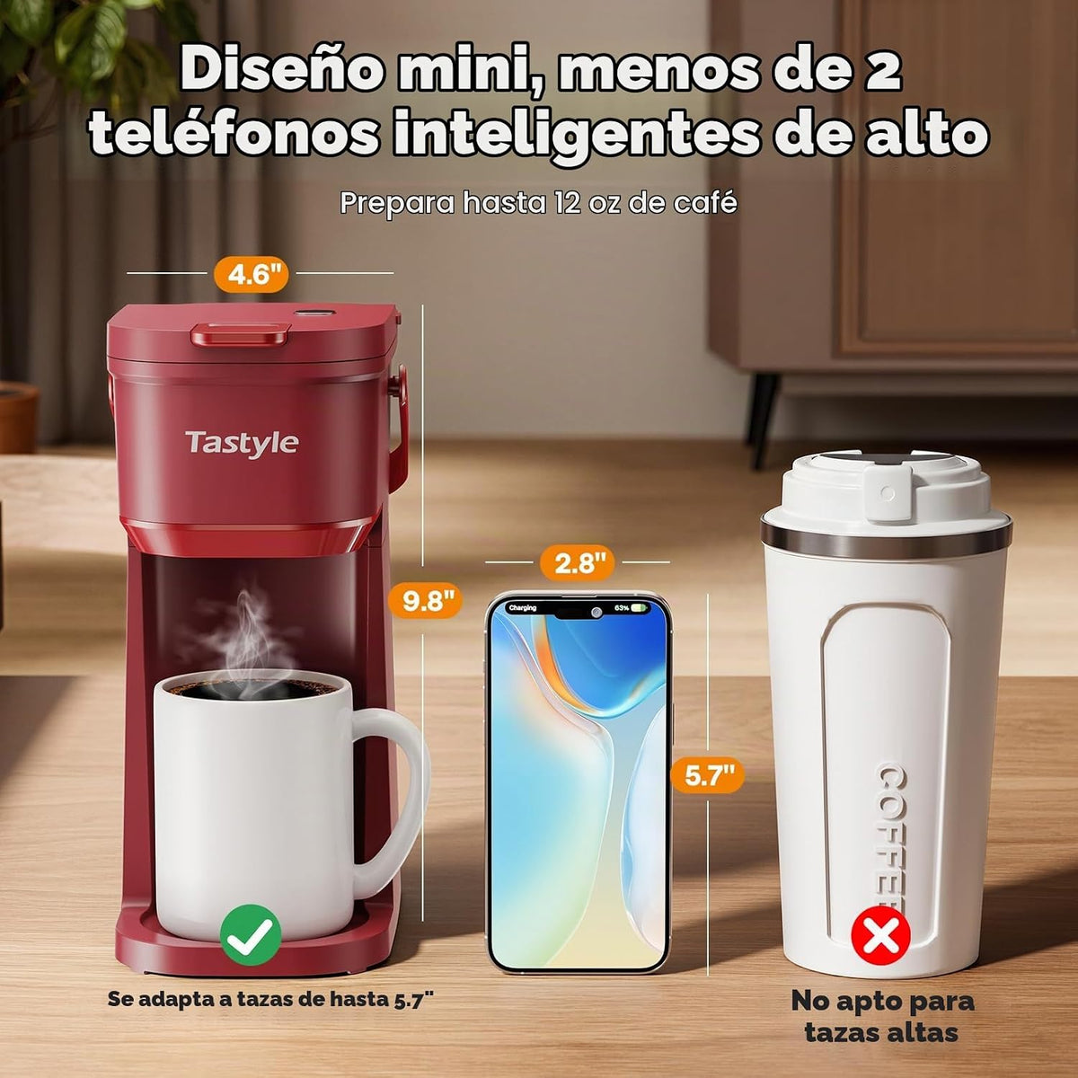 Tastyle Cafetera de una taza de una sola porción, para Cápsulas K y...