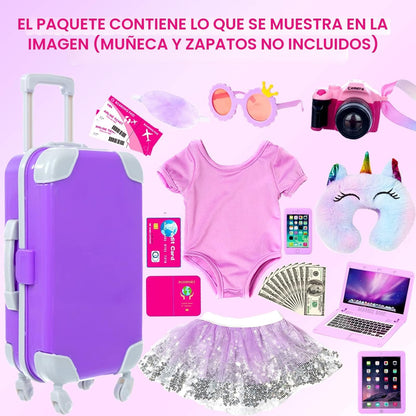 ZNTWEI American - Juego de maleta de viaje de 18 pulgadas con ropa...