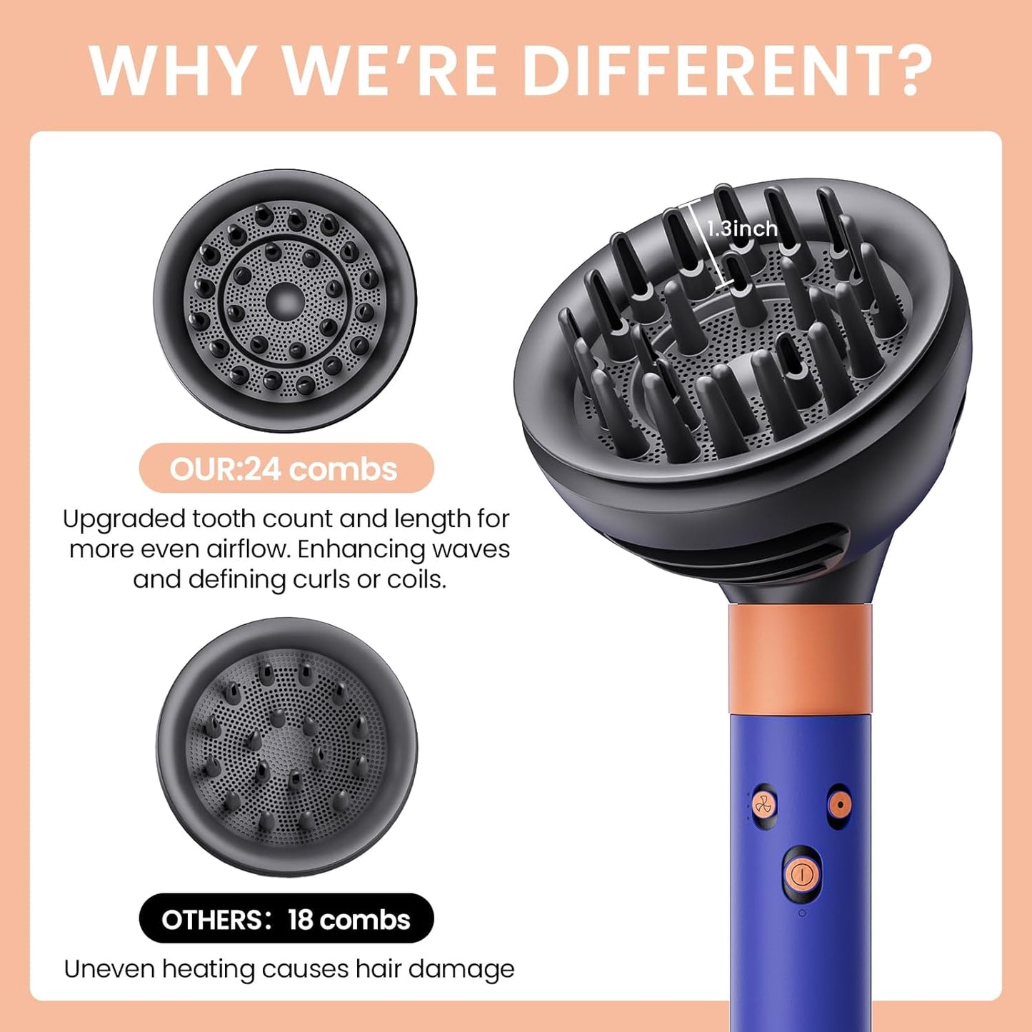 AIRUISH Difusor mejorado de rizo ondulado para Dyson Airwrap, boqui...