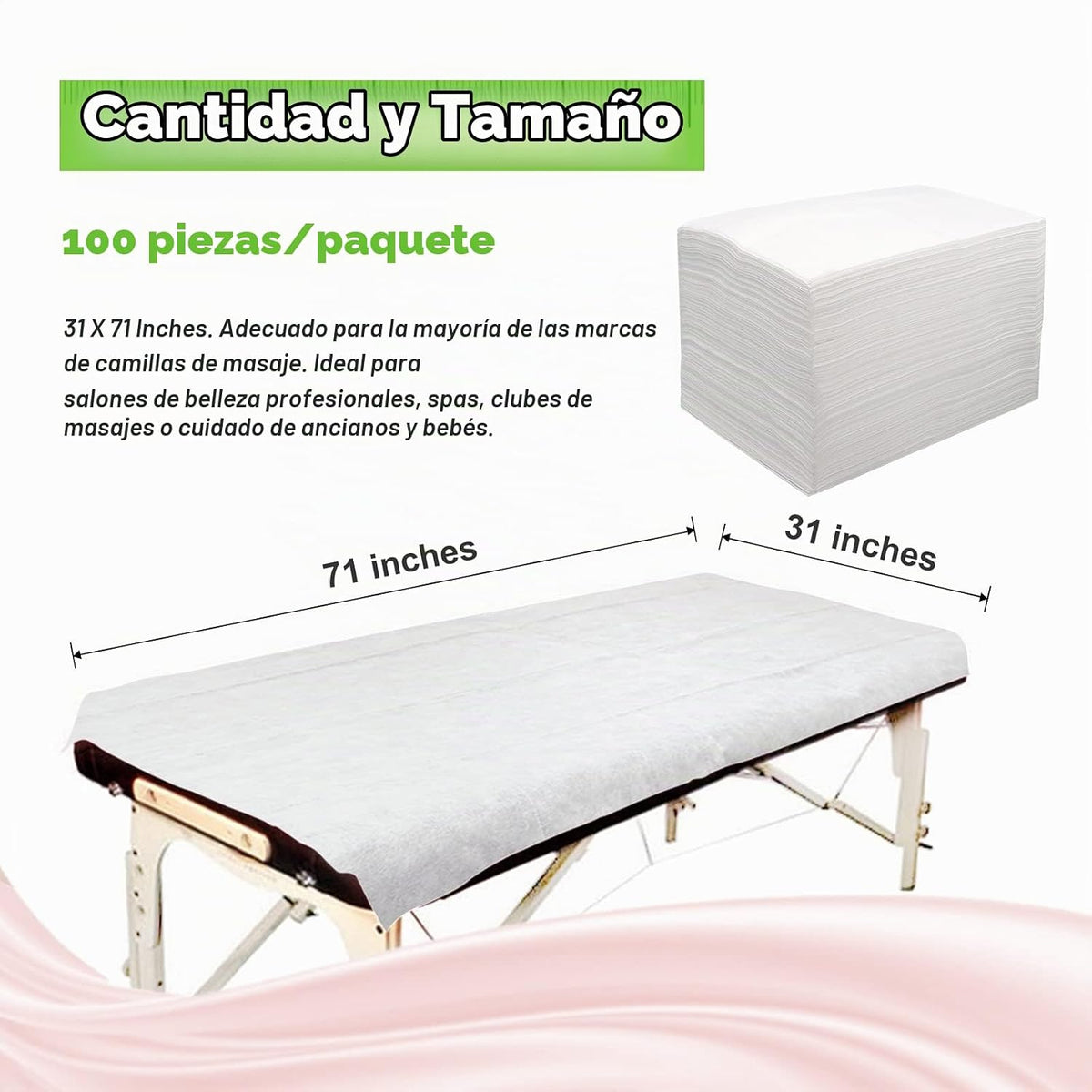 Tvvcalk 100 hojas de mesa de masaje, sábanas desechables de tela no...