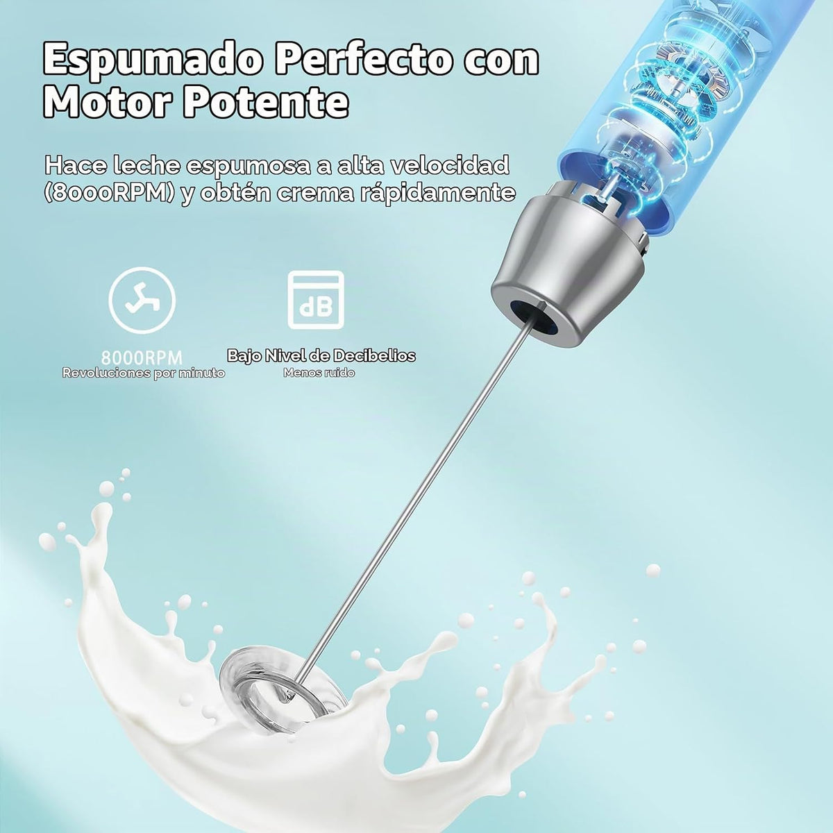 Maestri House Espumador de leche recargable con soporte, LunaFro Es...