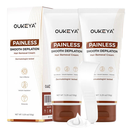OUKEYA Paquete de 2 cremas depilatorias para mujeres y hombres, par...