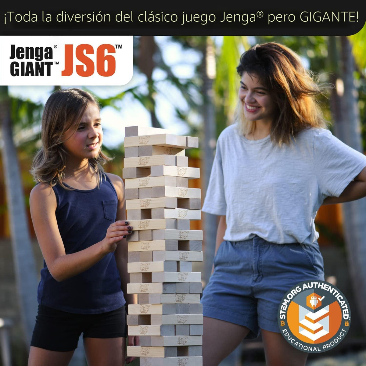 Jenga Gigante - Bloques de madera dura - Se apilan hasta más de 4 p...