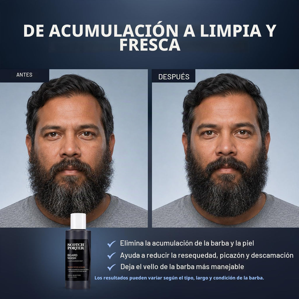 Scotch Porter Champú hidratante para lavado de barba, especias cáli...