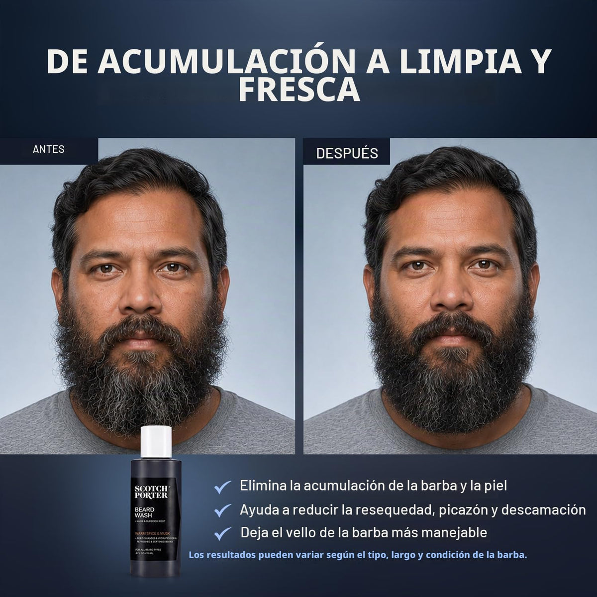 Scotch Porter Champú hidratante para lavado de barba, especias cáli...