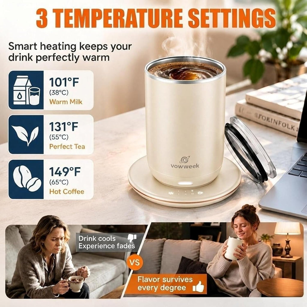 Taza de café con agitación automática, taza calentada de 10 oz con...