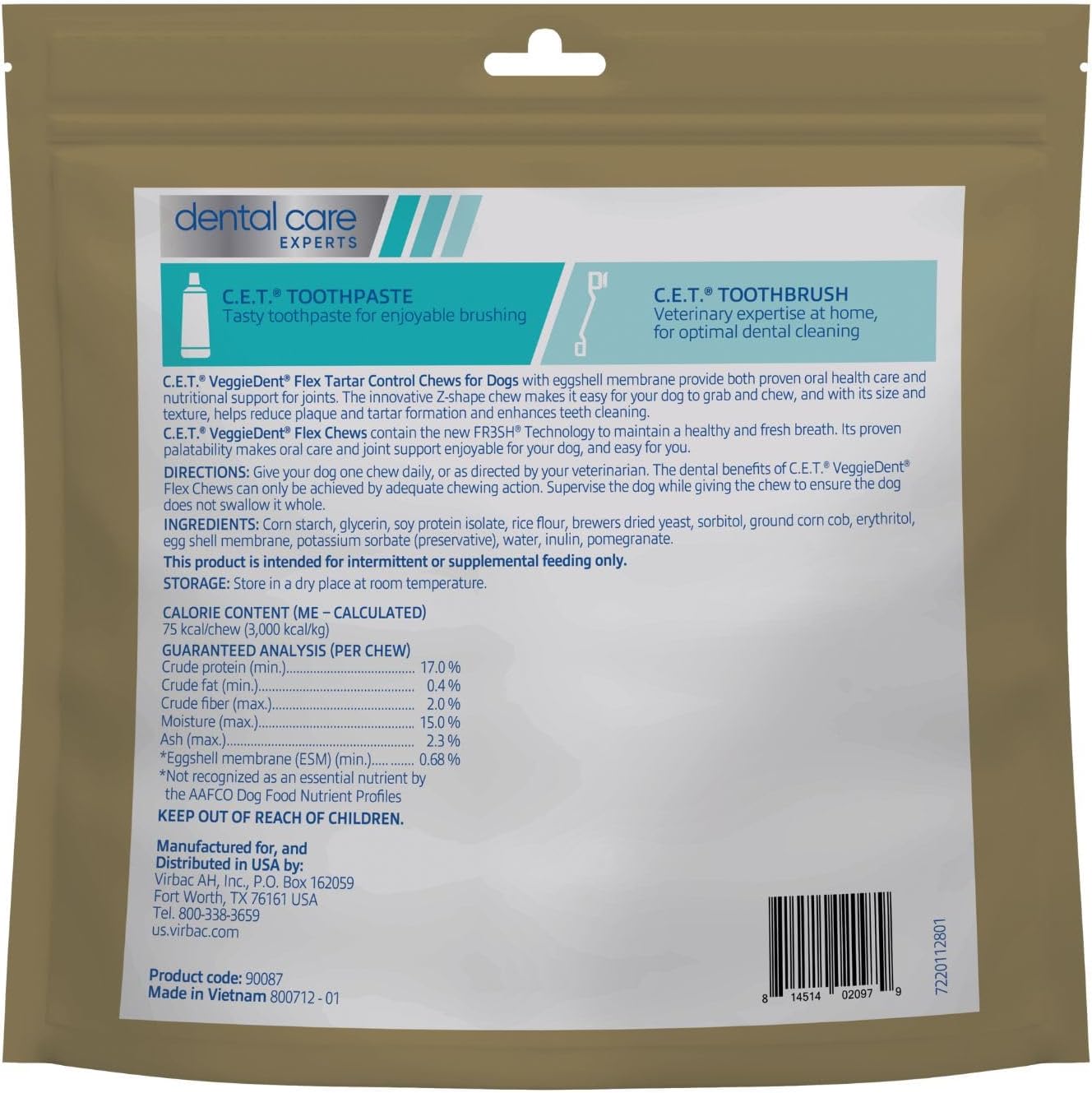Virbac C.E.T. VEGGIEDENT Flex - Masticables de Control de Sarro par...