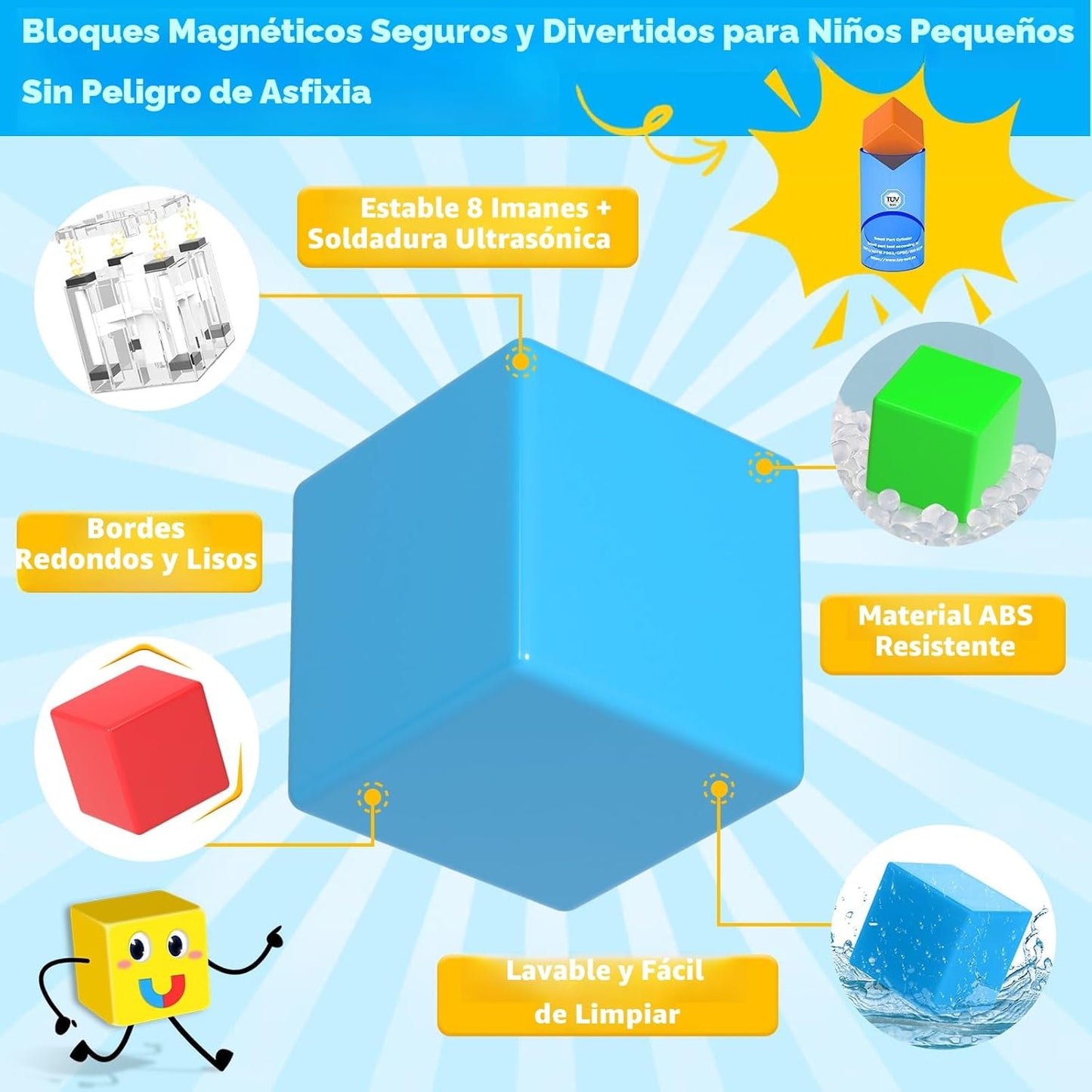 48 piezas de bloques magnéticos para juguetes de niños pequeños, ju...