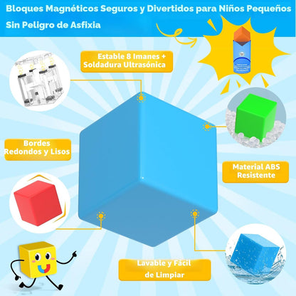 48 piezas de bloques magnéticos para juguetes de niños pequeños, ju...