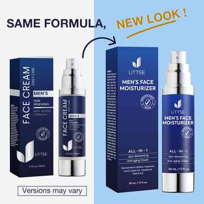 Crema facial 6 en 1 para hombres: crema antienvejecimiento y arrugas para hombres con colágeno, ácido hialurónico, vitaminas E y B, manteca de karité, removedor de manchas oscuras y tratamiento de bolsas para los ojos, 1.7 oz.