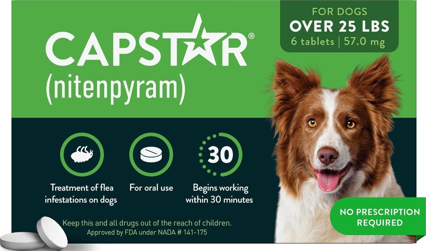 Novartis Capstar Verde para perros de más de 25 libras - 6 tabletas