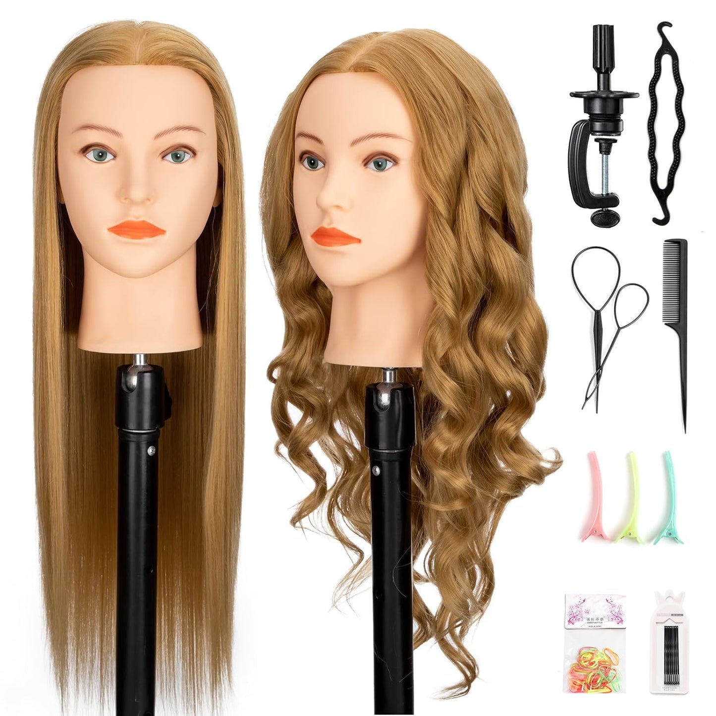 Cabeza de maniquí de cabello humano 80% cabello real, cabeza de man...
