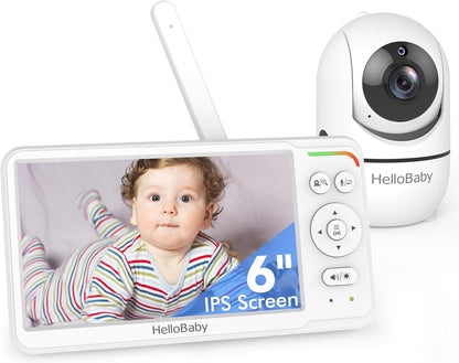 HelloBaby - Monitor de bebé de 6 pulgadas, primera pantalla IPS del...