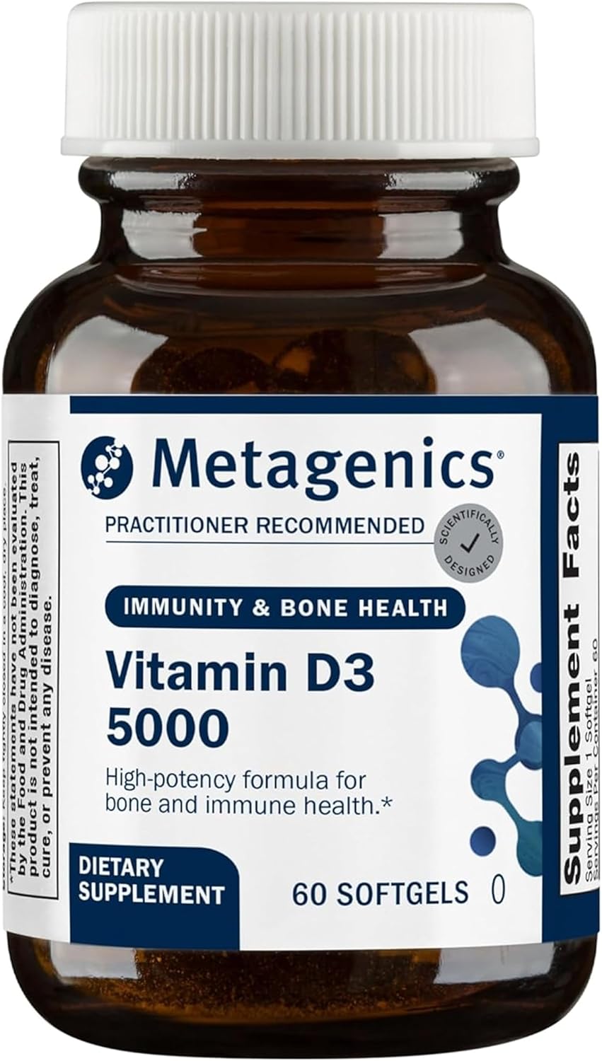 Metagenics Suplemento de vitamina D3 de 5000 UI - Cápsulas blandas...