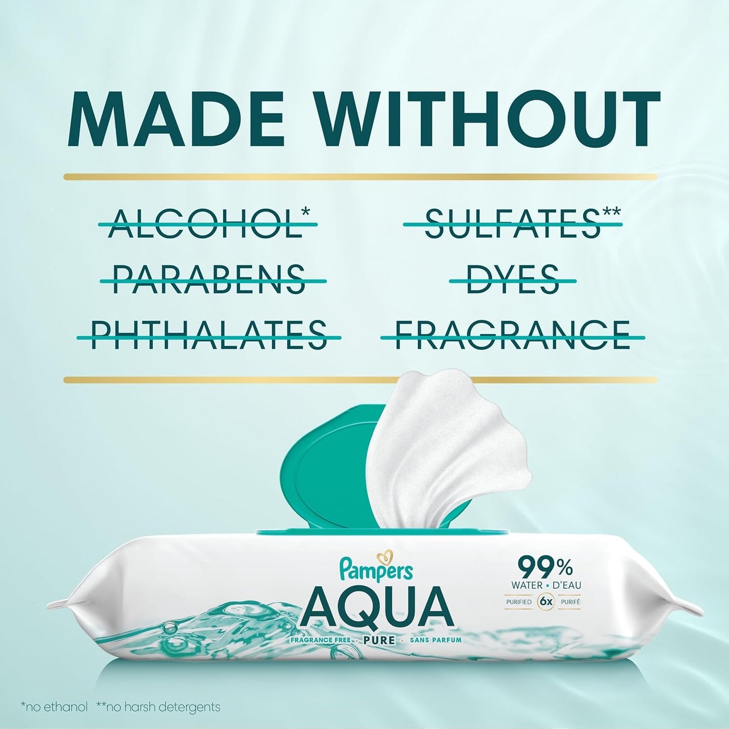 Pampers Toallitas para bebé Aqua Pure, toallitas a base de agua al...