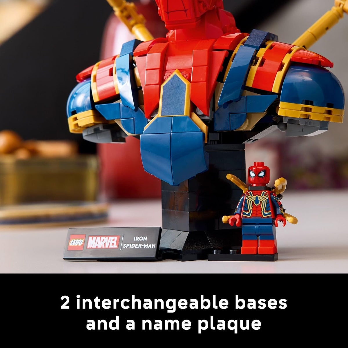 LEGO Marvel Iron Spider-Man Bust coleccionable \u2013 Kit de constr...