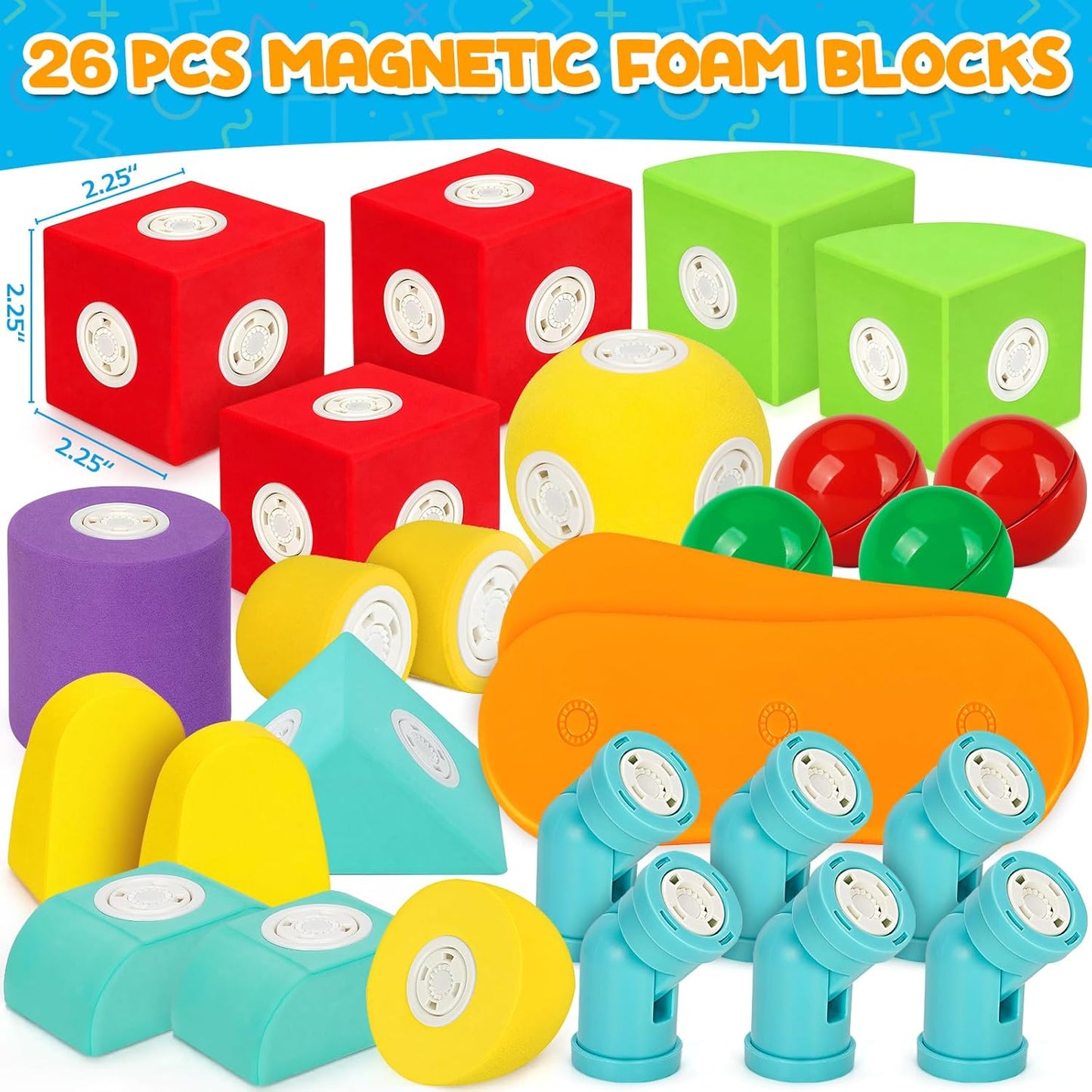 Hodurgyi 26 piezas de bloques de espuma magnéticos, juguetes STEM p...
