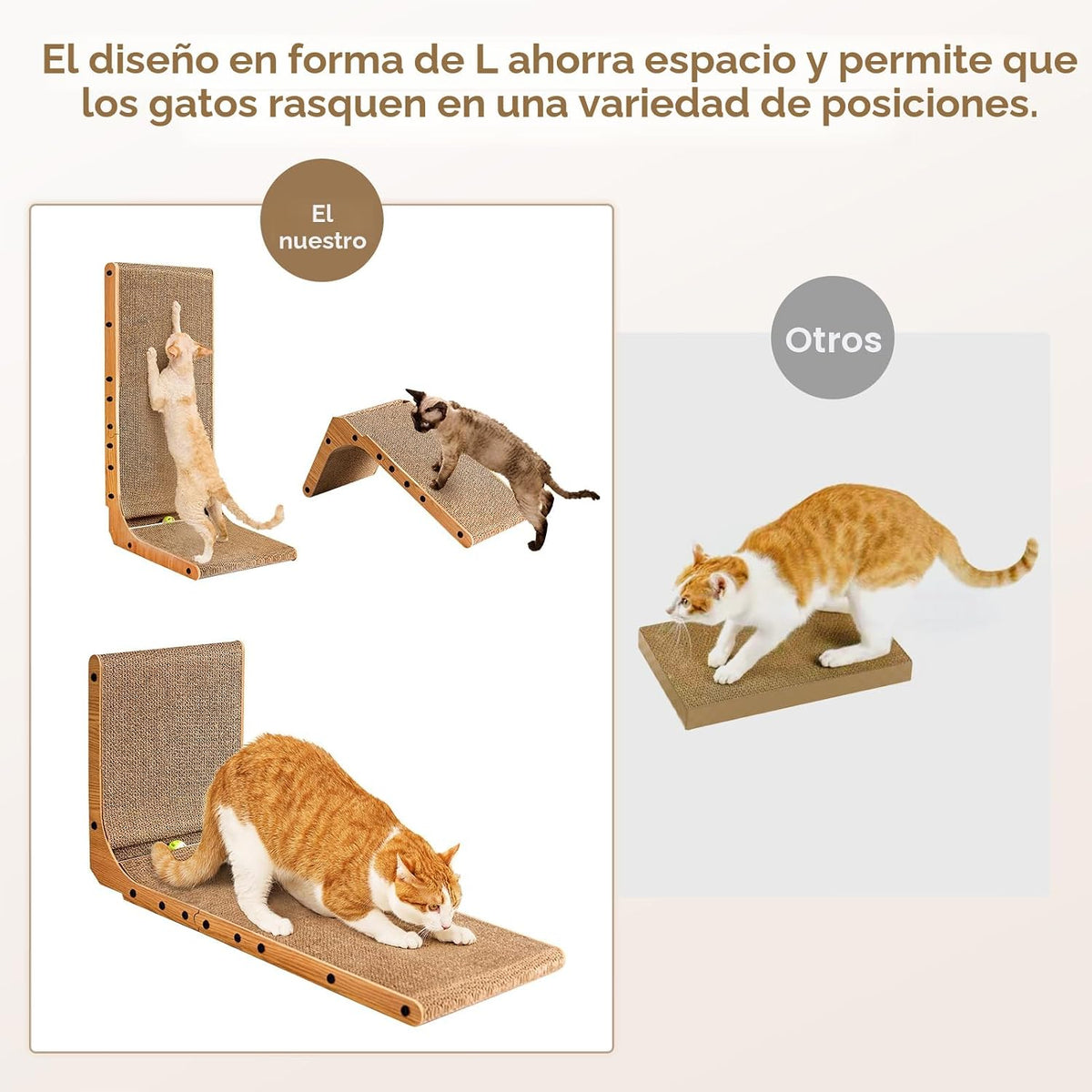 EHEYCIGA Rascador de cartón para gatos de interior, 26.8 pulgadas,...