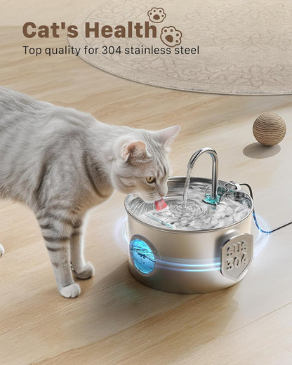 Fuente de agua para gatos de acero inoxidable: fuente para gatos pa...