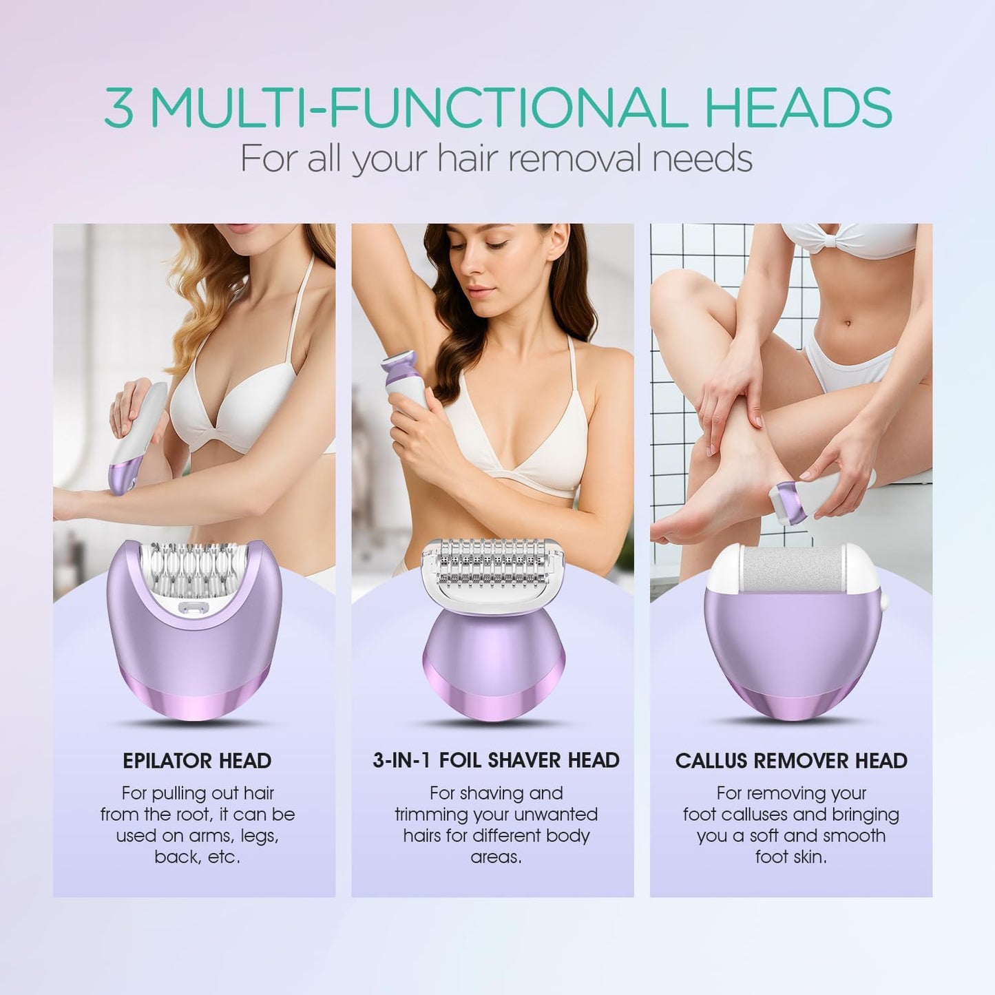 VOYOR Depiladora para mujer, depiladora inalámbrica para mujeres, d...