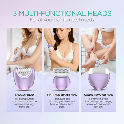VOYOR Depiladora para mujer, depiladora inalámbrica para mujeres, d...
