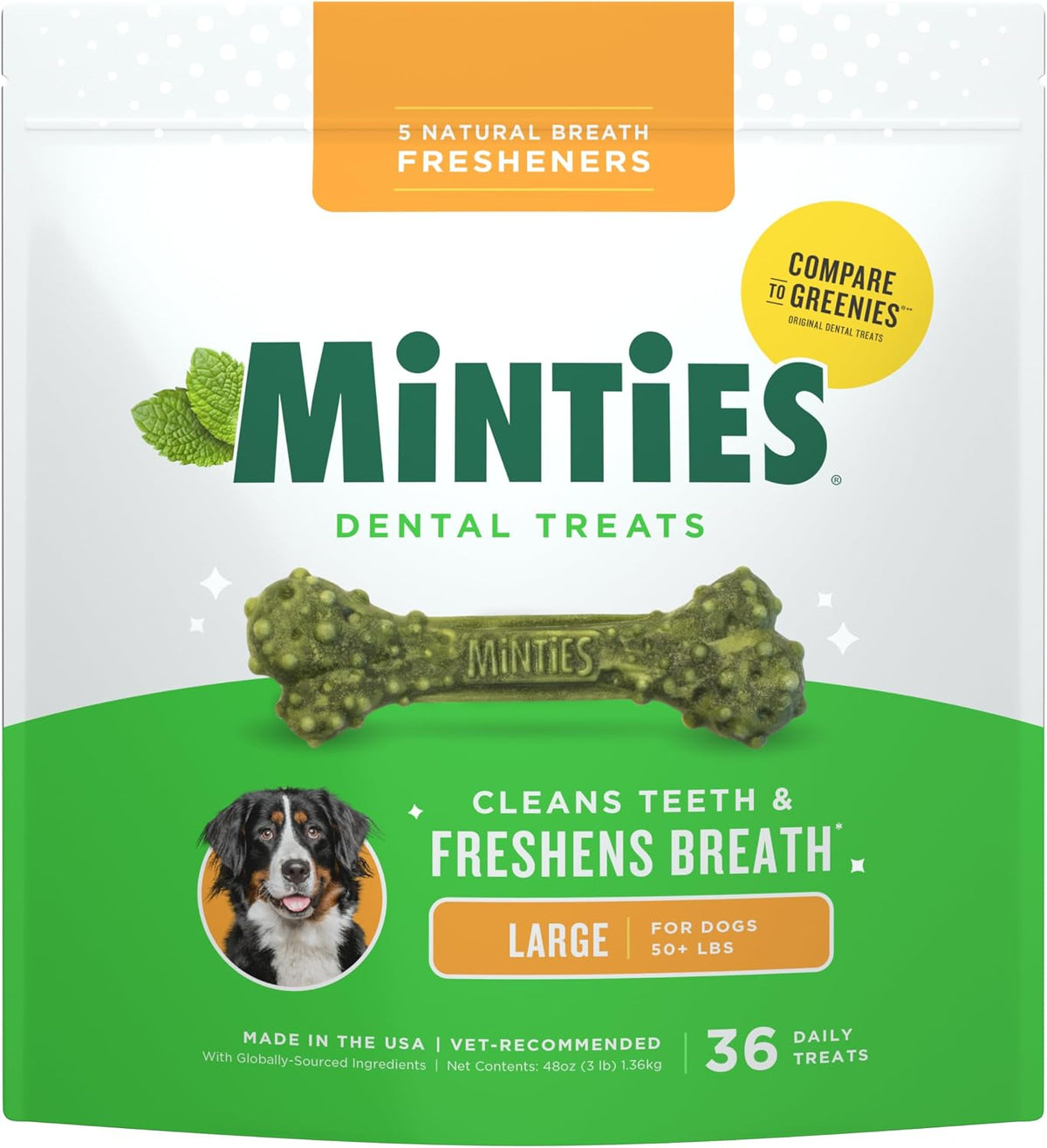 Minties Masticables dentales para perros, 36 unidades, golosinas co...