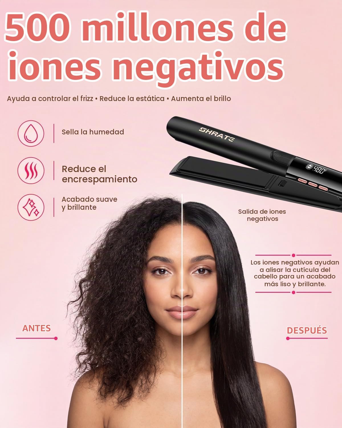 SHRATE Plancha plana para alisar el cabello, plancha y rizador 2 en...