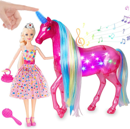 BETTINA Juego de muñecas grandes de unicornio y princesa con luces...