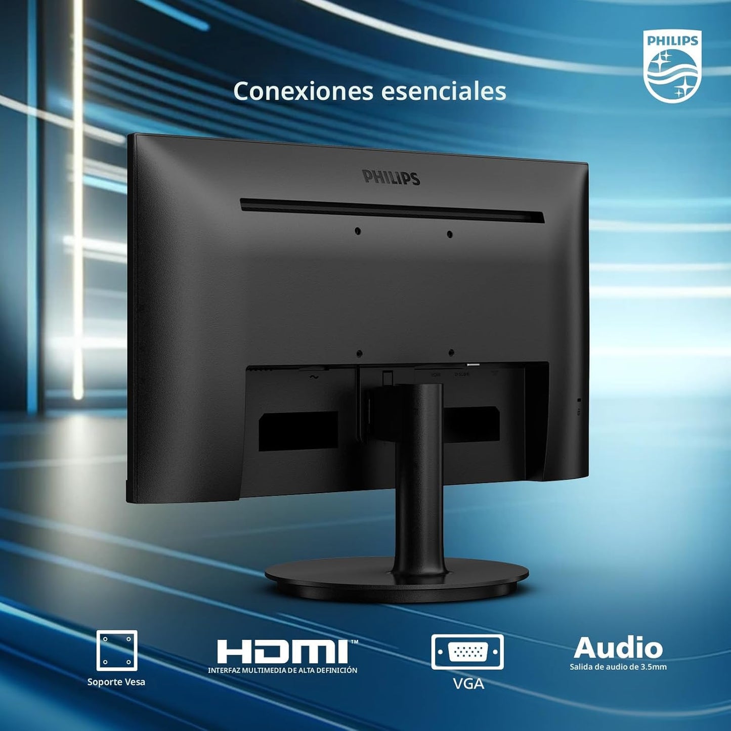 Philips Nuevo Monitor Full HD (1920 x 1080) de 24 pulgadas sin marco, 100Hz, VESA, HDMI x1, Puerto VGA x1, Cuidado de los ojos, Garantía de reemplazo anticipado de 4 años, 241V8LB, Negro