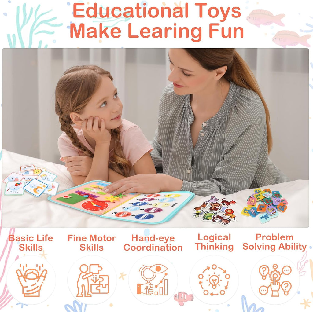 Teefrye Juguetes Montessori de tablero ocupado para niños pequeños...
