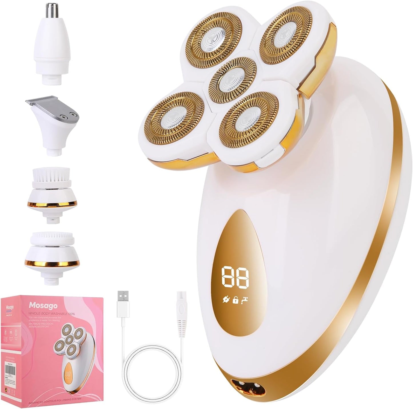 Maquinillas de afeitar eléctricas para mujer, 5 en 1, sin dolor, re...