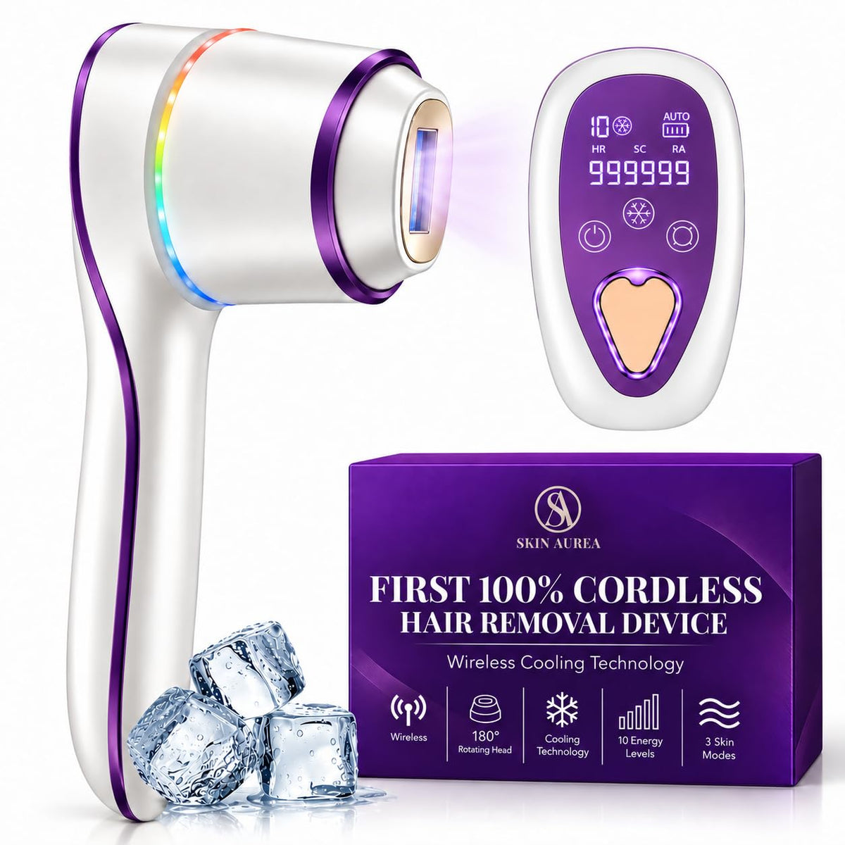 Skin Aurea Dispositivo de depilación láser IPL inalámbrico para muj...