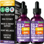 (Paquete de 2) Gotas líquidas de vitamina B12 y B6, complejo de vit...