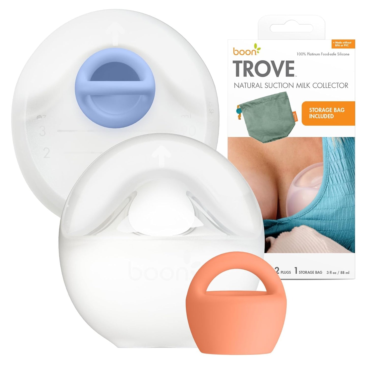 Boon Trove - Juego de extractor de leche manual de silicona, recole...