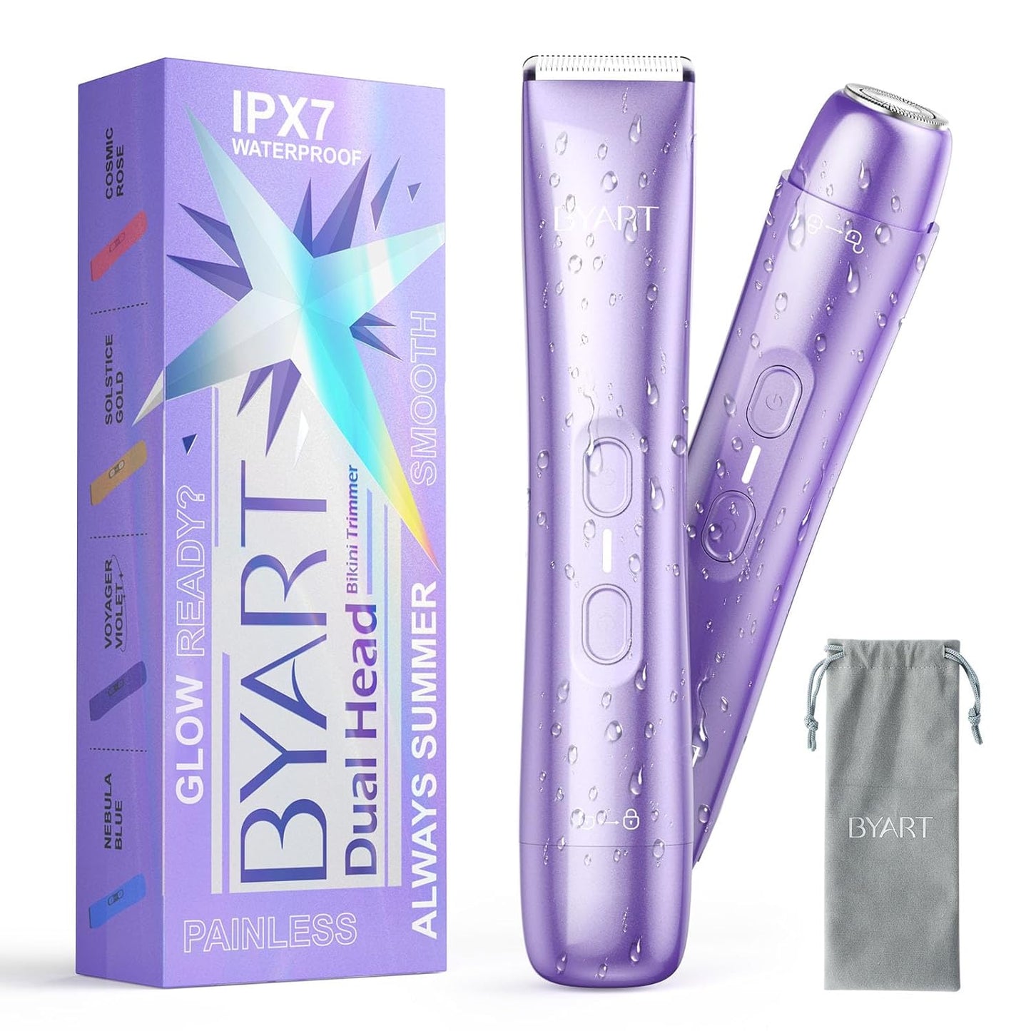 BYART Recortadora de bikini para mujer de doble cabeza, IPX7, resis...