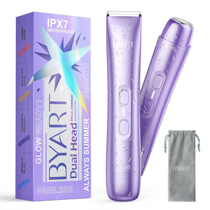 BYART Recortadora de bikini para mujer de doble cabeza, IPX7, resis...