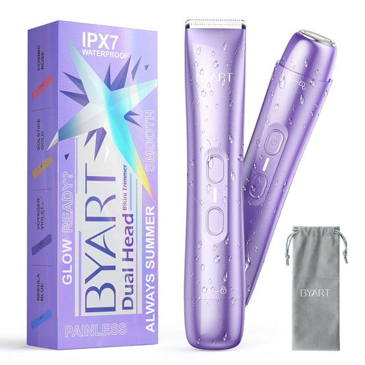 BYART Recortadora de bikini para mujer de doble cabeza, IPX7, resis...
