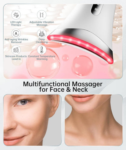 Dopsikn Terapia de luz roja para cara y cuello, masajeador facial d...