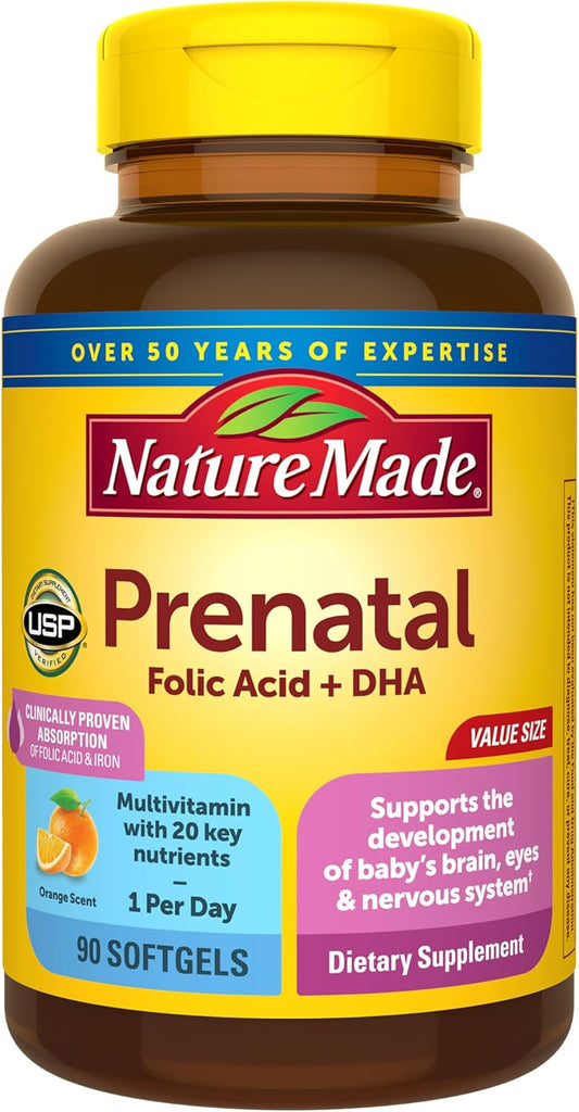 Nature Made Prenatal con ácido fólico + DHA, suplemento vitamínico...